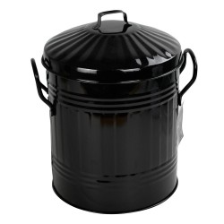 Small Coloured Metal Dust Bin with Lid Recycling Waste Rubbish 13L (Black)