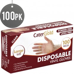 Disposable Vinyl Gloves 100pack Large Clear