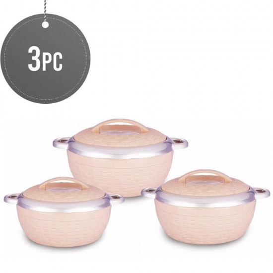 3Pc Hot Pot Food Warmer Thermal Insulated Casserole Serving Dish Set Peach Rovex