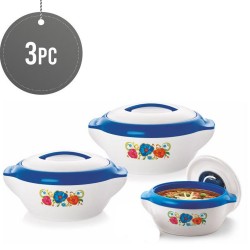 3Pc Hot Pot Food Warmer Thermal Insulated Casserole Serving Dish Set Blue Jumbo