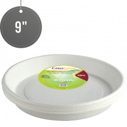 Biodegradeable Bagasse Plates Recyclable 9" 10pk