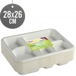 Biodegradeable Bagasse Plates With 5 Compartments 28x26cm