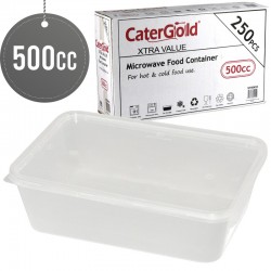 CaterGold 500ml Microwave Plastic Food Container With Lid 250 Extra Value