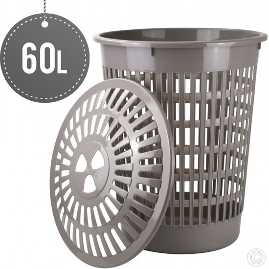 Plastic Round Laundry Basket Hamper 60L image