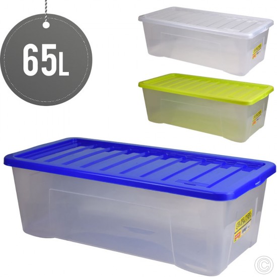 Plastic Underbed Storage Box With Lid 65L image