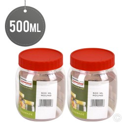 Plastic Food Storage Jars Containers 500ml 2pack