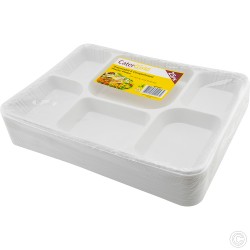 Reusable Plastic Plates 6 Compartments 25pack