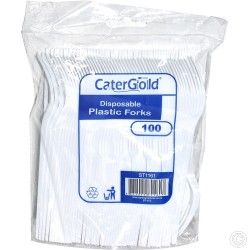 Reusable Plastic Fork 100 pack White