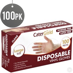 Disposable Vinyl Gloves 100pack Large Clear