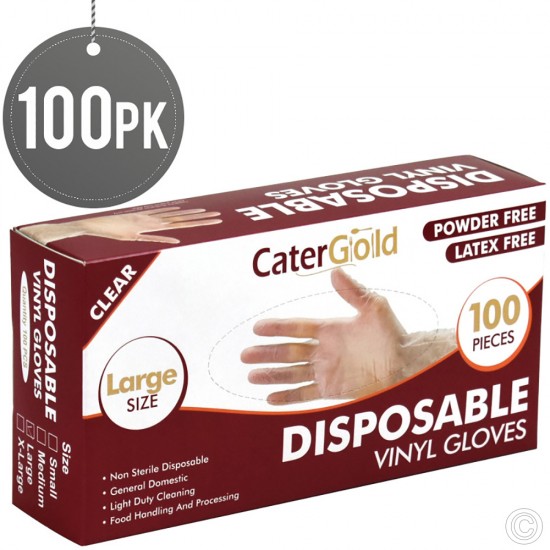 Disposable Vinyl Gloves 100pack Large Clear image