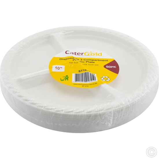 Plastic Plate 3 Compartments 10'' 50pack image