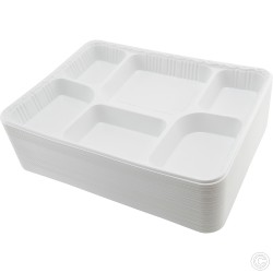 Reusable Plastic Plates 6 Compartments 50pack