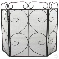 Swirly Fire Screen Guard With 3 Folding Panels  for Fireplace