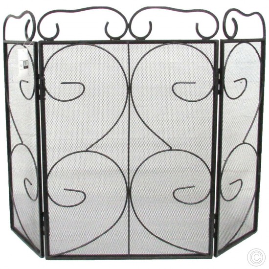 Swirly Fire Screen Guard With 3 Folding Panels for Fireplace image