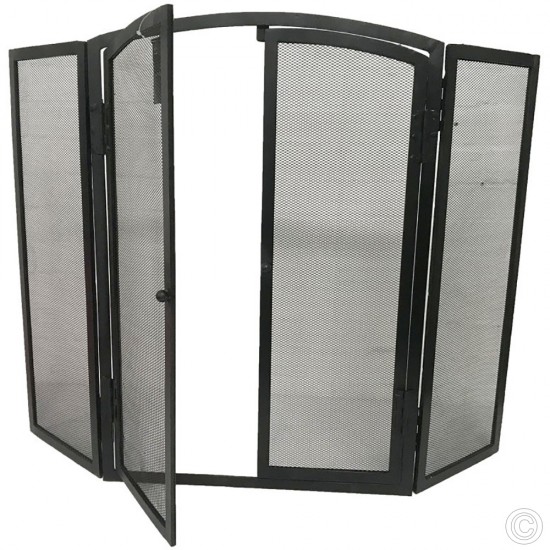 Freestanding Fire Screen Guard With Double Opening Door for Fireplace image