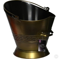 Heavy Duty Metal Fireplace Round Coal Scuttle Bucket Hod 37cm (Brass)…