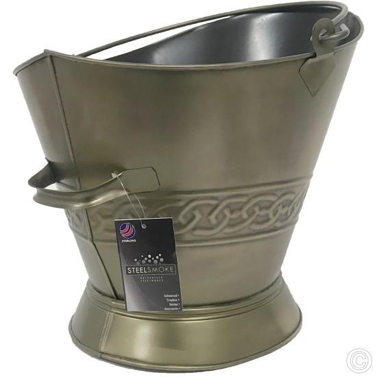 Heavy Duty Metal Fireplace Round Coal Scuttle Bucket Hod 37cm (Brass)… image
