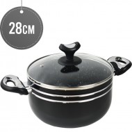 Sterling Non-Stick Casserole 28cm BLACK With Glass Lid