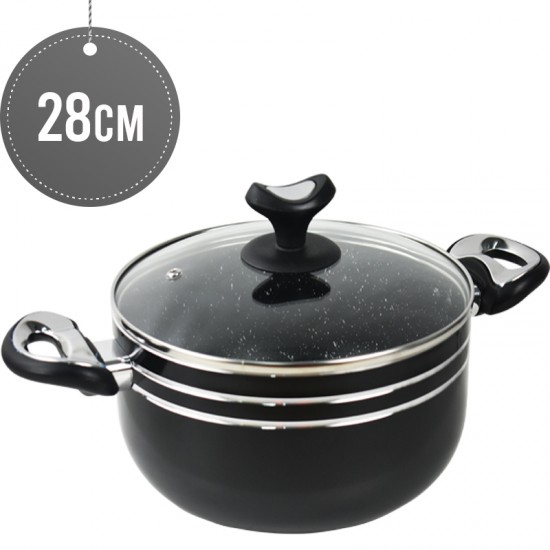 Sterling Non-Stick Casserole 28cm BLACK With Glass Lid image