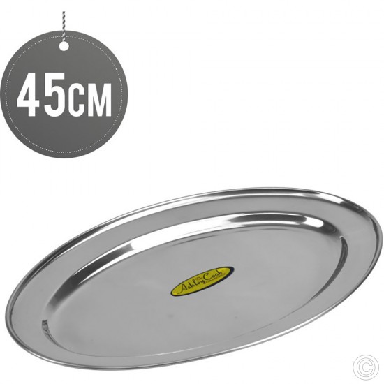 Oval Stainless Steel Serving Tray 45cm image