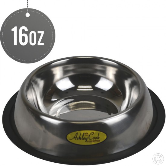 Stainless Steel Pet Dog Bowl 16 Oz PETS image