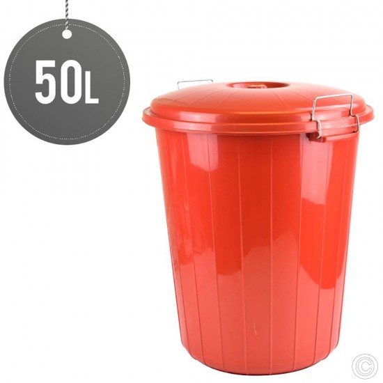 Plastic Lock Bin Red 50L image
