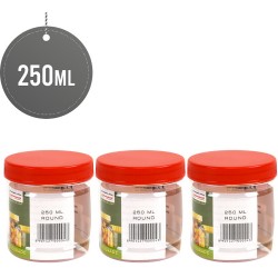Plastic Food Storage Jars Containers 250ml 3 Pack
