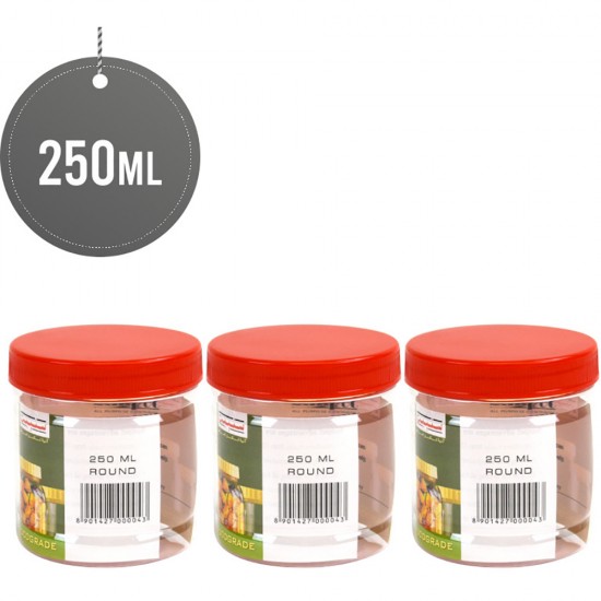 Plastic Food Storage Jars Containers 250ml 3 Pack FOOD STORAGE image