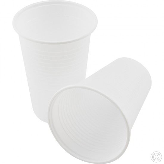 Recyclable Plastic Cups 7oz 100pack White image