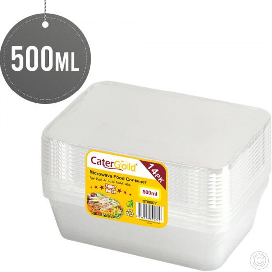 Microwave Plastic Food Containers 500CC 14pack PLASTIC DISPOSABLE image