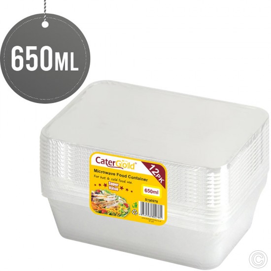 Microwave Plastic Food Containers 650CC 12pack PLASTIC DISPOSABLE image