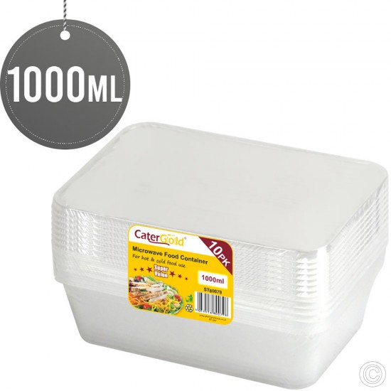 Microwave Plastic Food Containers 1000CC 10pack PLASTIC DISPOSABLE image