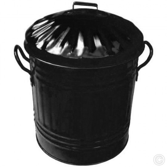 Small Coloured Metal Dust Bin with Lid Recycling Waste Rubbish 13L (Black) ACCESSORIES, BINS & BUCKETS, PETS image