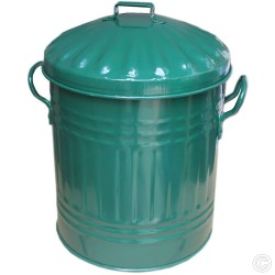 Small Coloured Metal Dust Bin with Lid Recycling Waste Rubbish 13L (Green)