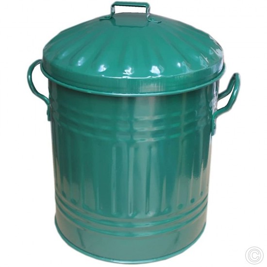 Sterling Ventures Small Coloured Metal Dust Bin with Lid Recycling Waste Rubbish 13L Blue 