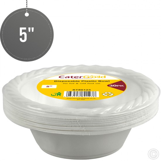 Recyclable Plastic Bowl 5'' 30pack PLASTIC DISPOSABLE image