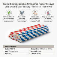 Biodegradable Smoothie Paper Straws 10MM x 190MM 40pack