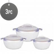 3Pc Hot Pot Food Warmer Thermal Insulated Casserole Serving Dish Set White Rovex