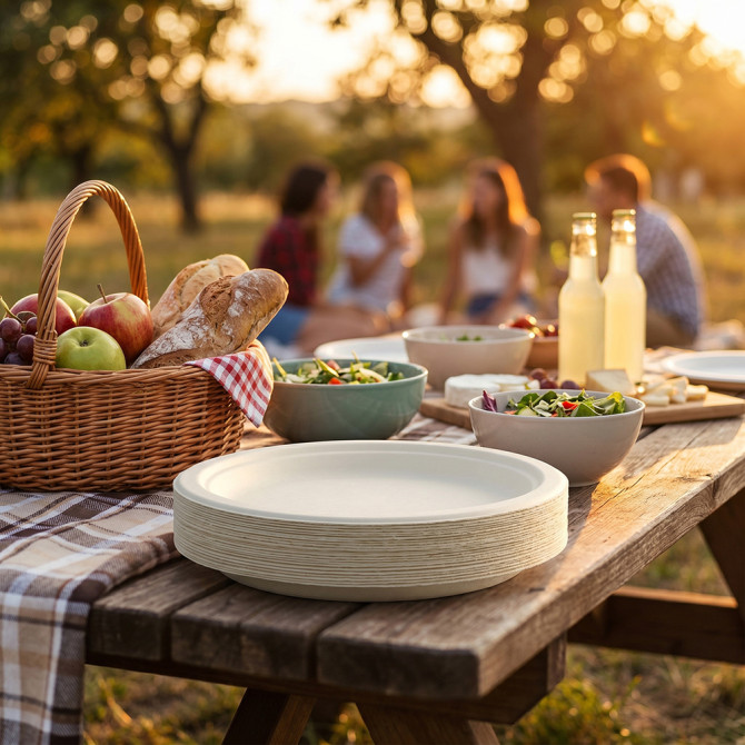 Biodegradeable Bagasse Plates Recyclable 10" 8pk