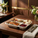 Biodegradeable Bagasse Plates With 5 Compartments 28x26cm