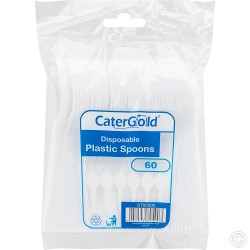 Reusable Plastic Spoons 60pack White