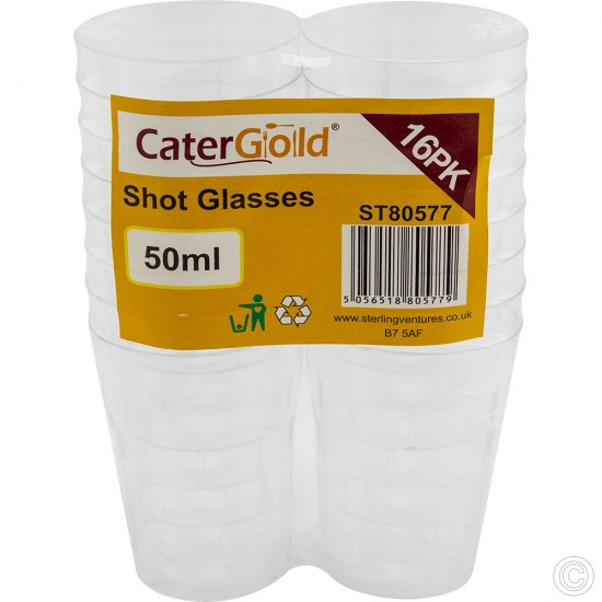 PS Shot Glass 50ml 16pk PLASTIC DISPOSABLE image