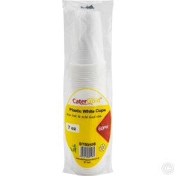 Reusable Plastic Cups 7oz 60pack White