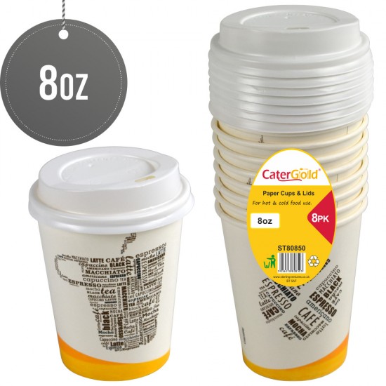 Paper Cup with Lid 8oz 8pk image