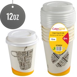 Paper Cups with Lid 12oz 6pk