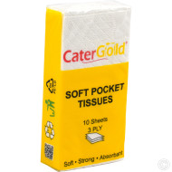 CaterGold Pocket Tissue 3ply 6 pack (10 sheets per pack)