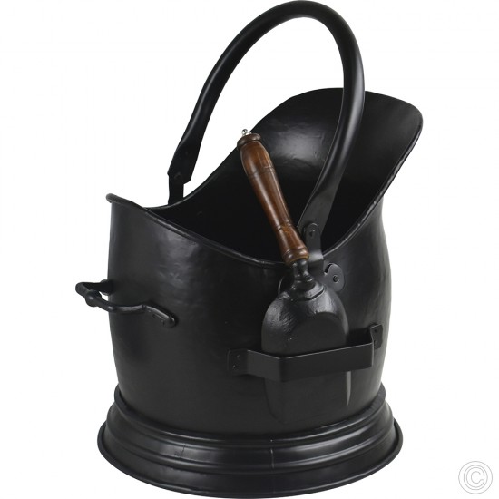 Germanic Steel Sallet Coal Bucket Scuttle Hod with Cast Iron Shovel Scoop Antique Style Large Black… Coal Buckets & Hods image