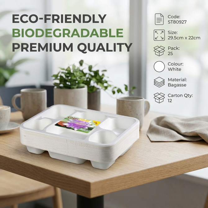 Biodegradeable Bagasse Plates Recyclable 6CP 25pk image