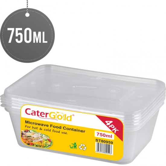 Microwave Plastic Food Containers 750CC 4pack image