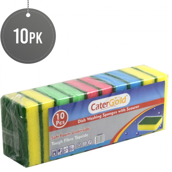 CaterGold Foam Sponge Scourers 10pack CLEANING PRODUCTS, CLEANING PRODUCTS image